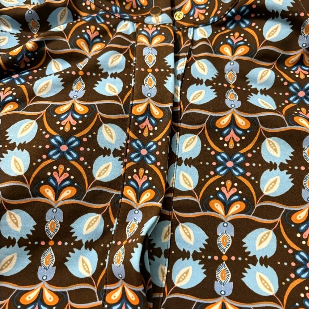 J. McLaughlin Berlin Dress in Atlas Tile. Very Cute Brown, Pastel‎ Blue, Orange. - Picture 7 of 13